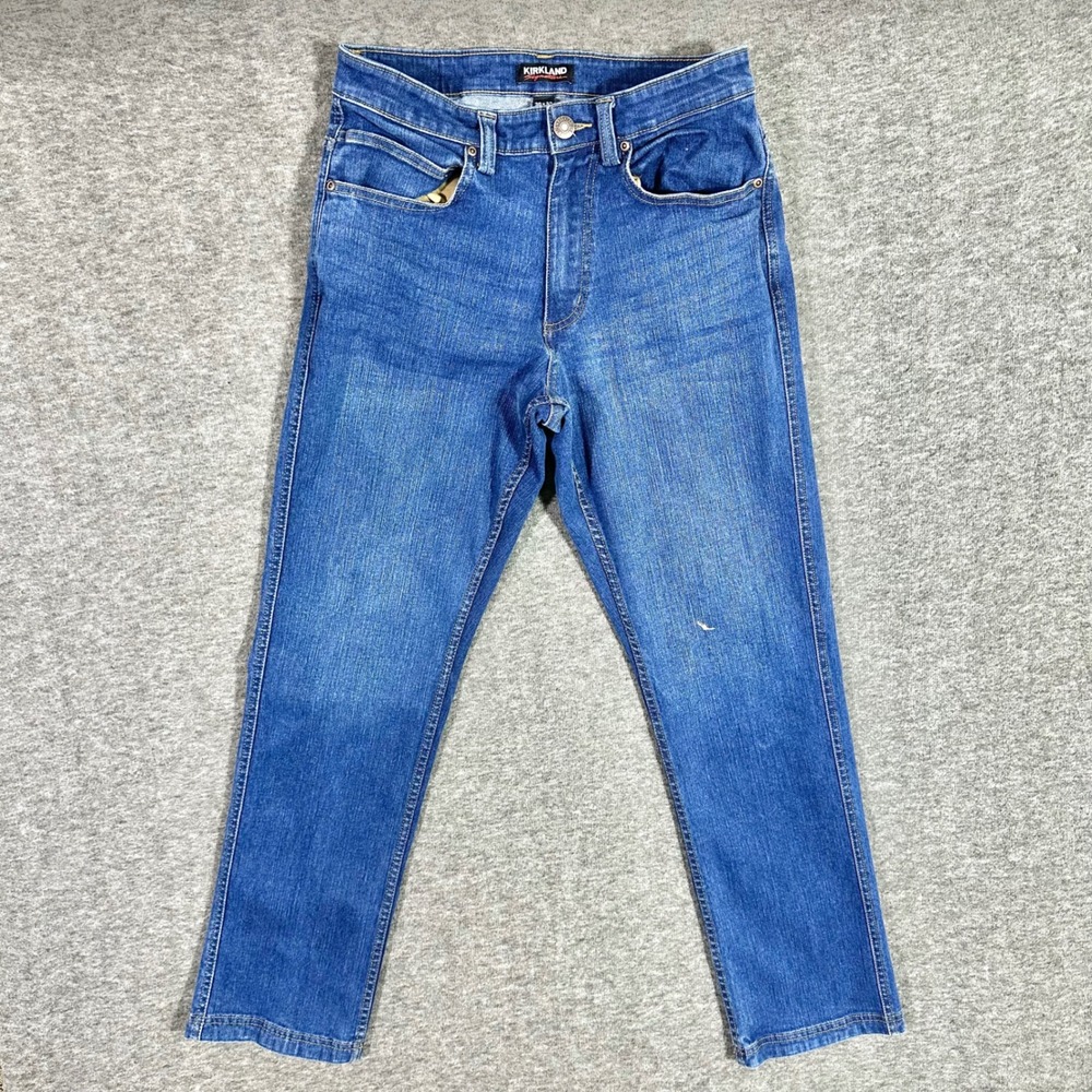 Kirkland Signature Jeans Men's Size 30x32 ‎ Blue Wash Denim Slim Straight Fit